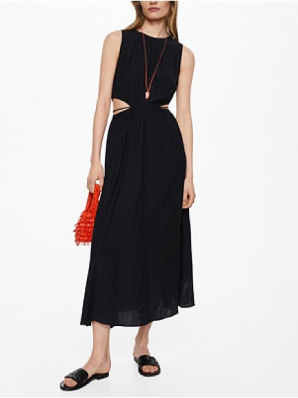 Mango Black Sleeveless Cutout Maxi Dress